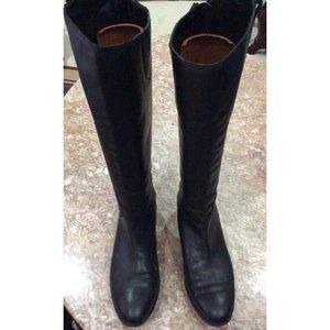 Sam Edelman PENNY2 Black Leather Back Zip Riding Knee High Boots Womens Size 8 M